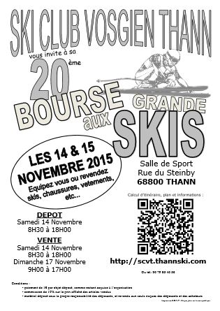 14 et 15 novembre 2015 20eme grande bourse aux skis a thann